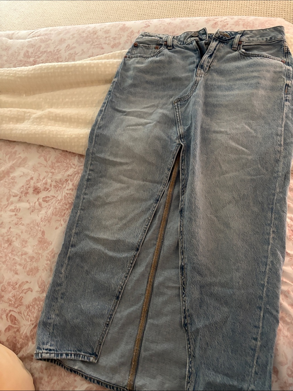 Light Blue Denim Jean skirt  - Classic Straight Fit